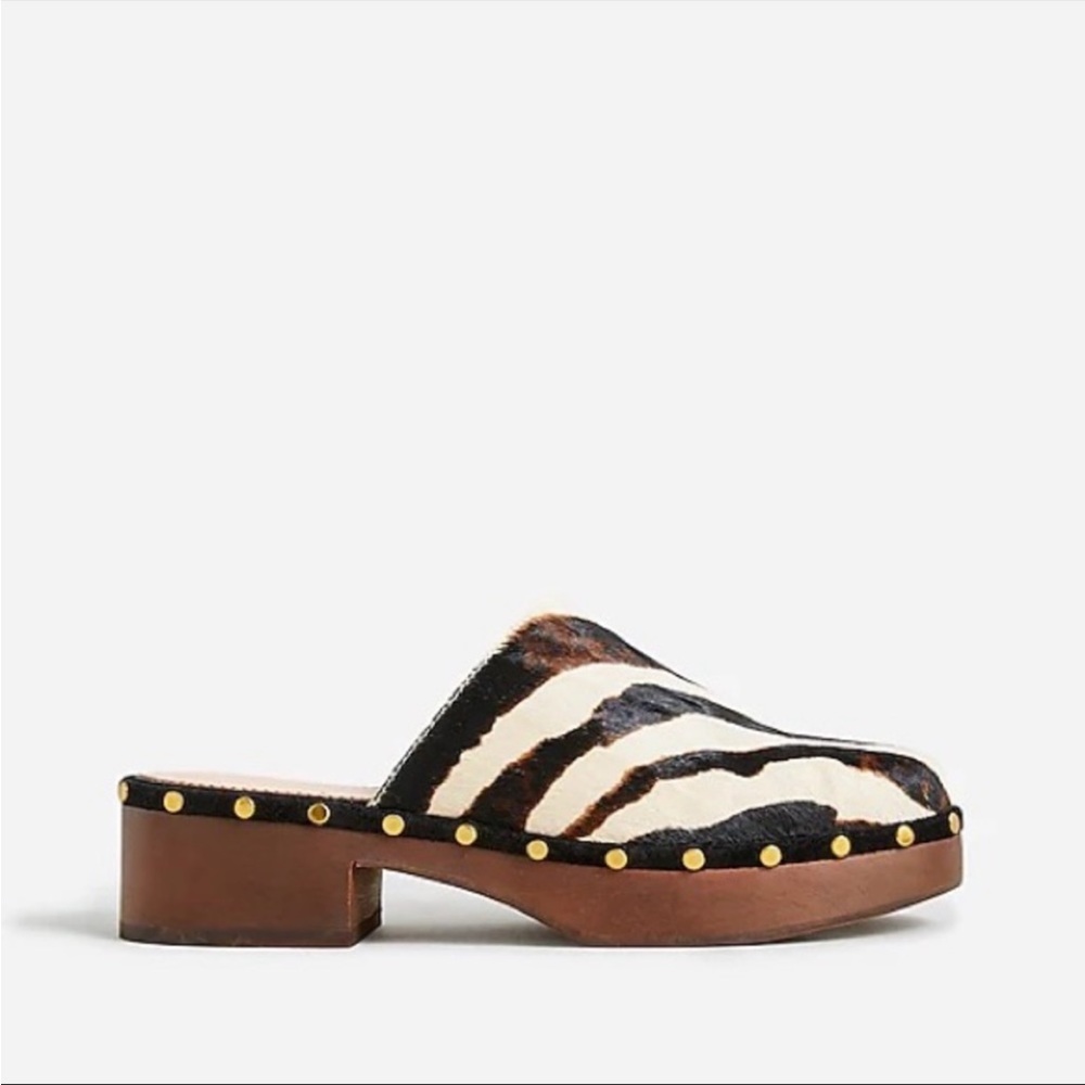 J. Crew Zebra Calf Hair Clogs